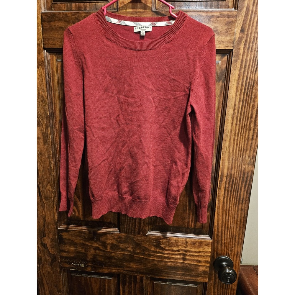 Burberry London Boys Red Wool Cashmere Pullover Sweater Elbow Patch Size Large